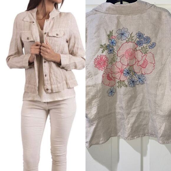 Liz Claiborne Jackets & Blazers - Liz Claiborne Collection Womens Jacket Linen Beige Vintage XL A001627
